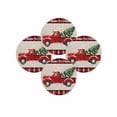 thumbnail image 7 of 15 Inch Round Placemats Set of 4, Red Truck Christmas Non Slip Heat Insulation PP Table Mats, Red Black Plaid Xmas Tree Rustic Washable Place Mats for Kitchen Dining Party Table Decor, 7 of 7