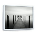 thumbnail image 2 of Designart "Monochromatic Skyline With A Black And White Pier" Port Landscape Floater Framed Canvas Art Print, 2 of 5