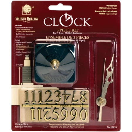 - Walnut Hollow Clock Movement with Hands & Numerals for 3/4