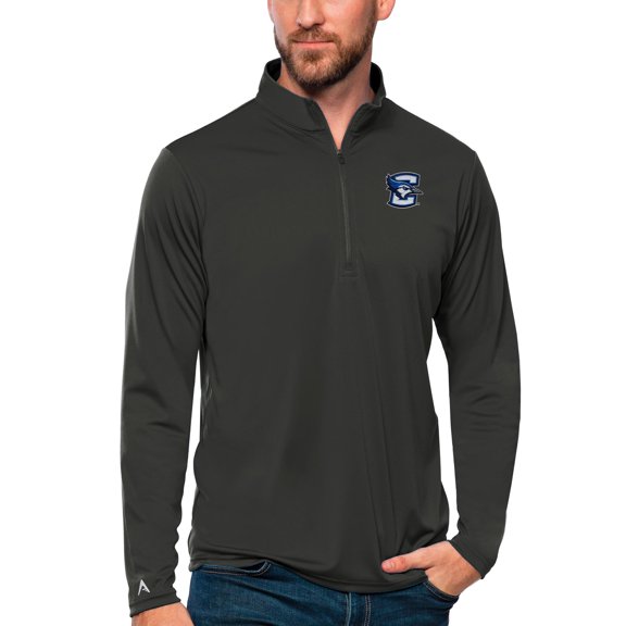 Men's Antigua Charcoal Creighton Bluejays Tribute Quarter-Zip Top