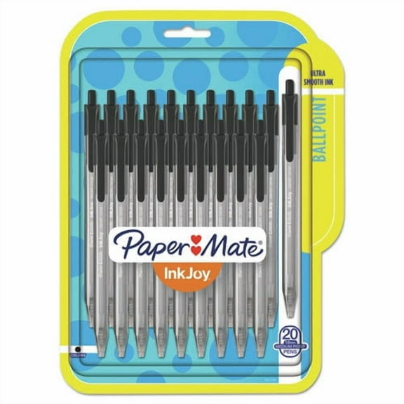 Paper Mate InkJoy 100RT Retractable Ballpoint Pen 1.0mm Black Ink 20/Pack 1879090