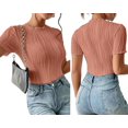 thumbnail image 3 of Bodysuits for Womens Crew Neck Short Sleeve Body Suits Going Out Outfits Summer Leotards Tops Onesie Shirts Dirty Pink M, 3 of 7