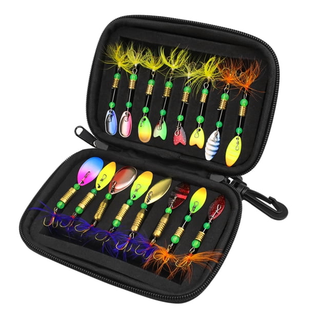 Irfora Juego de cebos de Metal para señuelos de cucharas de pesca de 16 uds para cebo de pesca Spinner de fundición con estuche de bolsa de almacenamiento Irfora Cebos