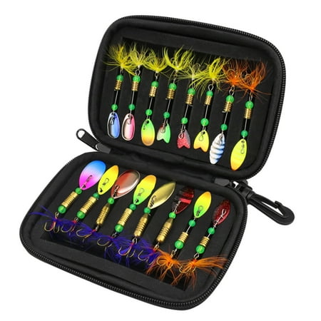 16pcs Fishing Spoons Lures Metal Baits Set for Casting Spinner Fishing Bait with Storage Bag Case