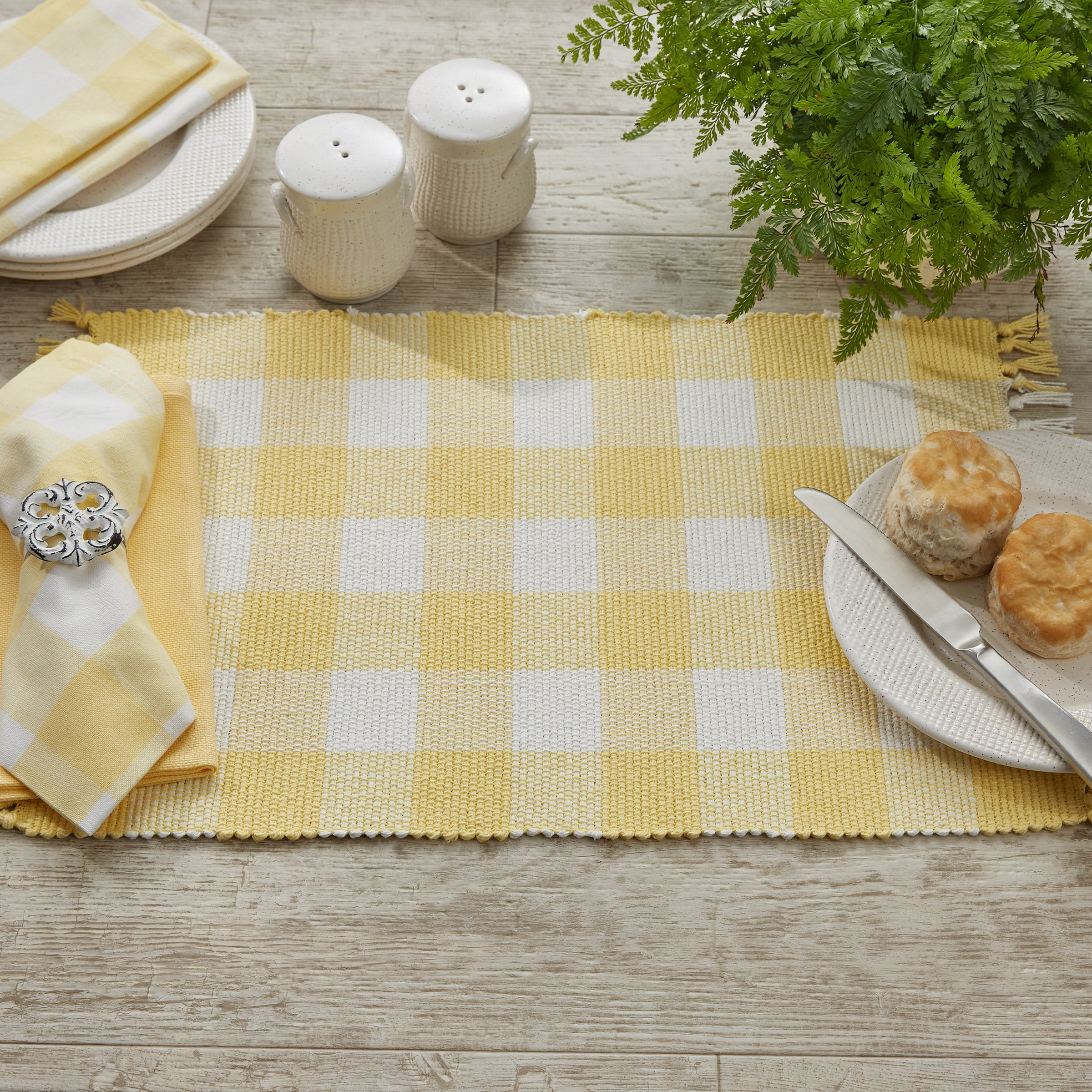 Park Designs Buffalo Check Yarn Yellow Placemat Set of 4