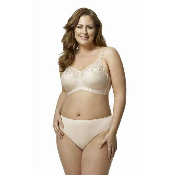 Elila Women's Plus Size Back to Basics Softcup Bra, Full Coverage Wire-Free, Style 1301 Beige