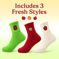 thumbnail image 6 of Women’s Cute Ankle Socks 3 Pairs Kawaii Fruit Embroidered Cotton Novelty Socks - Style 3, 6 of 6