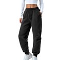 thumbnail image 2 of Mifsaly Womens Jogger Sweatpants Baggy High Waisted Lounge Pants Casual Drawstring Elastic Waist Loose Fit Athletic Joggers with Pockets Black,M, 2 of 7