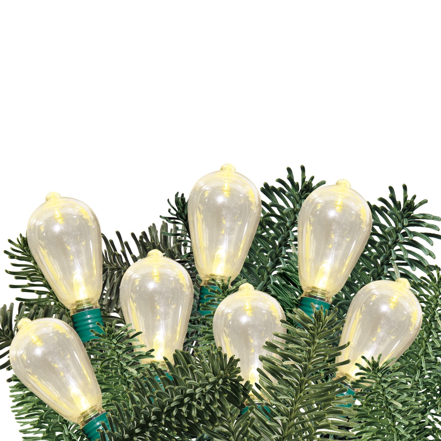 Lot of 2-Holiday Time 20 Warm White LED Jumbo C Type Lights-NEW-Green Wire