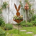thumbnail image 4 of BAOPAI Vintage Easter Metal Bunny Shaped Garden Stake Planter with Patina Finish for Small Flowers Succulents Outdoor Decor Spring Garden Display, 4 of 9