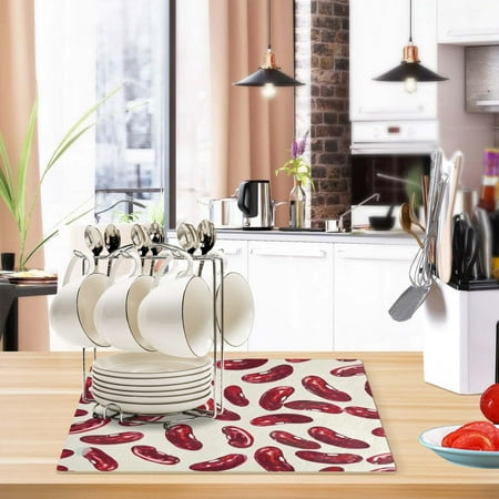 

Kitchen Leather Drying Mat 17.7*11.8*0.12 Inch Kitchen Drying Mat Coffee Machine Mat Dish Drying Mats Fast Water Absorption Beautiful Fashion Ormosia Bean