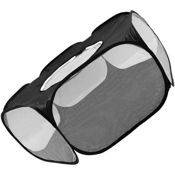 OUNONA Black Foldable Pet Playpen with Lid for Indoor Small Animals