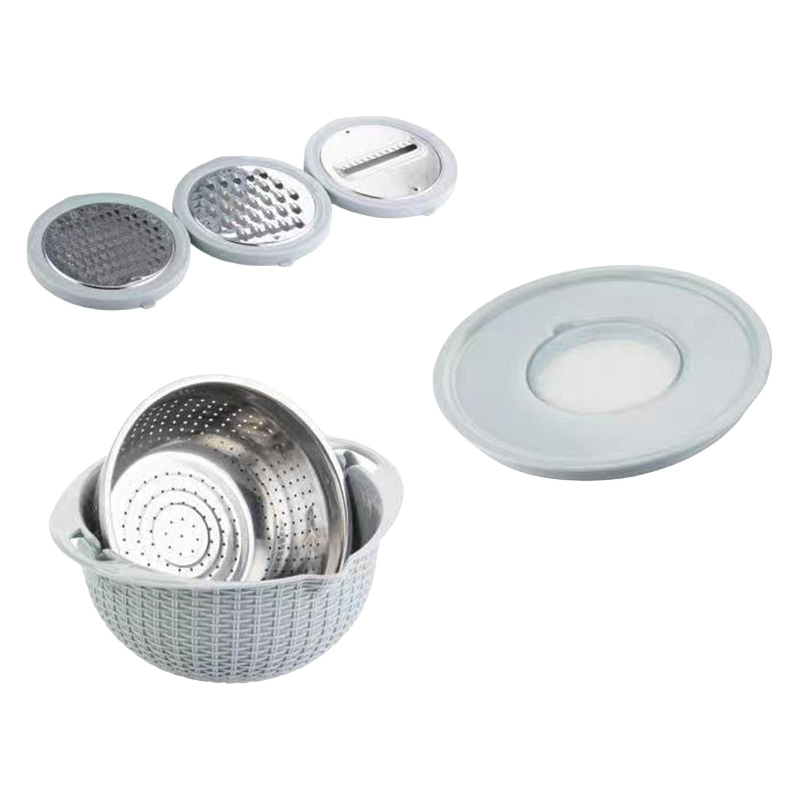 Cuenco Mezclador Con Rallador Integrado De Acero Inoxidable - Ahorra Espacio, Esencial Para Cocina