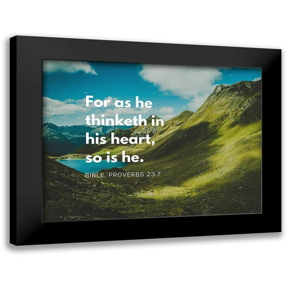 ArtsyQuotes 14x12 Black Modern Framed Museum Art Print Titled - Bible Verse Quote Proverbs 23:7