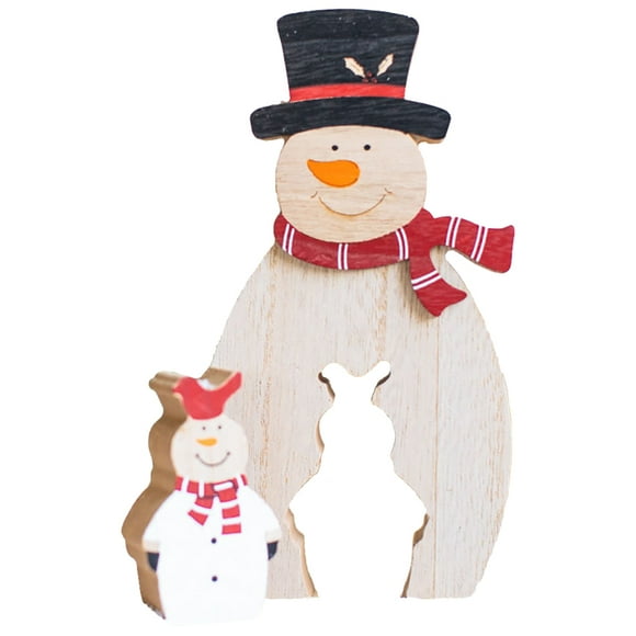 Christmas Table Ornament Hollow Santa Elk Snowman Wood Ornament Xmas Table Decor