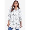 thumbnail image 2 of Roaman's Women's Plus Size Kate Long-Sleeve Crisp Cotton-Blend Button-Front Tunic, 2 of 6