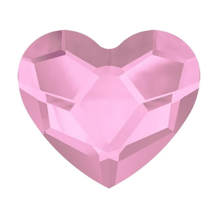 Swarovski Crystal 10mm Hearts Charms - Swarovski Crystal, #2808 Heart Flatback Rhinestone 10mm, 4 Pieces, Rosaline F