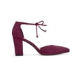 thumbnail image 3 of BLISSFUL STEP Women's High Block Heels Pointed Toe Ankle Strap Dress Shoes​ Burgundy 6, 3 of 8