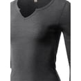thumbnail image 4 of A2Y Women's Fitted Notched Neck Long Sleeve Thermal Knit Top Charcoal Grey S, 4 of 5