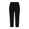 thumbnail image 6 of felwors Women's Capri Leggings Summer Floral Lace Trim Cropped High Waist Stretchy Soft Casual Yoga Workout Beach Tights Pants Black for Size XL, 6 of 8