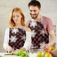 thumbnail image 3 of Red and Black Checkered Christmas Snowflake Apron-Garden Aprons for Women with Pockets-Cotton Linen Waterproof Kitchen Cooking Gardening Aprons Adjustable for Kitchen,Cooking,BBQ and Salon 32"x27", 3 of 7