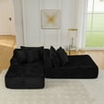 thumbnail image 3 of Yoneston Double Sectional Lazy Sofa, Couch Corduroy Chaise Lounge Loveseat Sofa Bed Comfy Upholstered Seat with Cushions for Living Room Bedroom, No Assembly Required, Black, 3 of 6