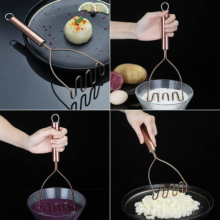 ReaNea Rose Gold Potato Masher, 9.6 Stainless Steel Heavy Duty Metal  Masher, Food Masher, Manual Masher, Vegetable Fruit Masher