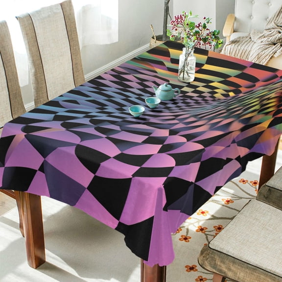 Yayeee Tablecloths 54" x 54" Rectangle Wrinkle Resistant Party Table Cover, Pink Wavy Plaid