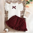 thumbnail image 5 of CAUYDY Toddler Girl Clothes Baby Girl Summer Outfits Ruffle Sleeveless Shirts Tops Shorts Set for Girl Clothing 5t 6t 7t Kid Daily School Activities (Sizes 2-3 Years,D01-Wine), 5 of 9