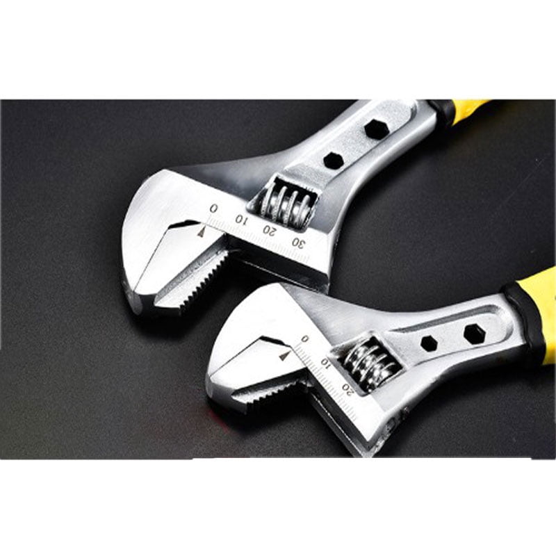 SEIWEI Adjustable Wrench with Detachable Head Design and 2 Hex Socket 10" Home Hand Tool Yellow