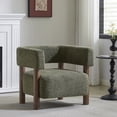 thumbnail image 1 of Fauteuil d'appoint Noble House en tissu bouclé, vert olive, 1 of 9