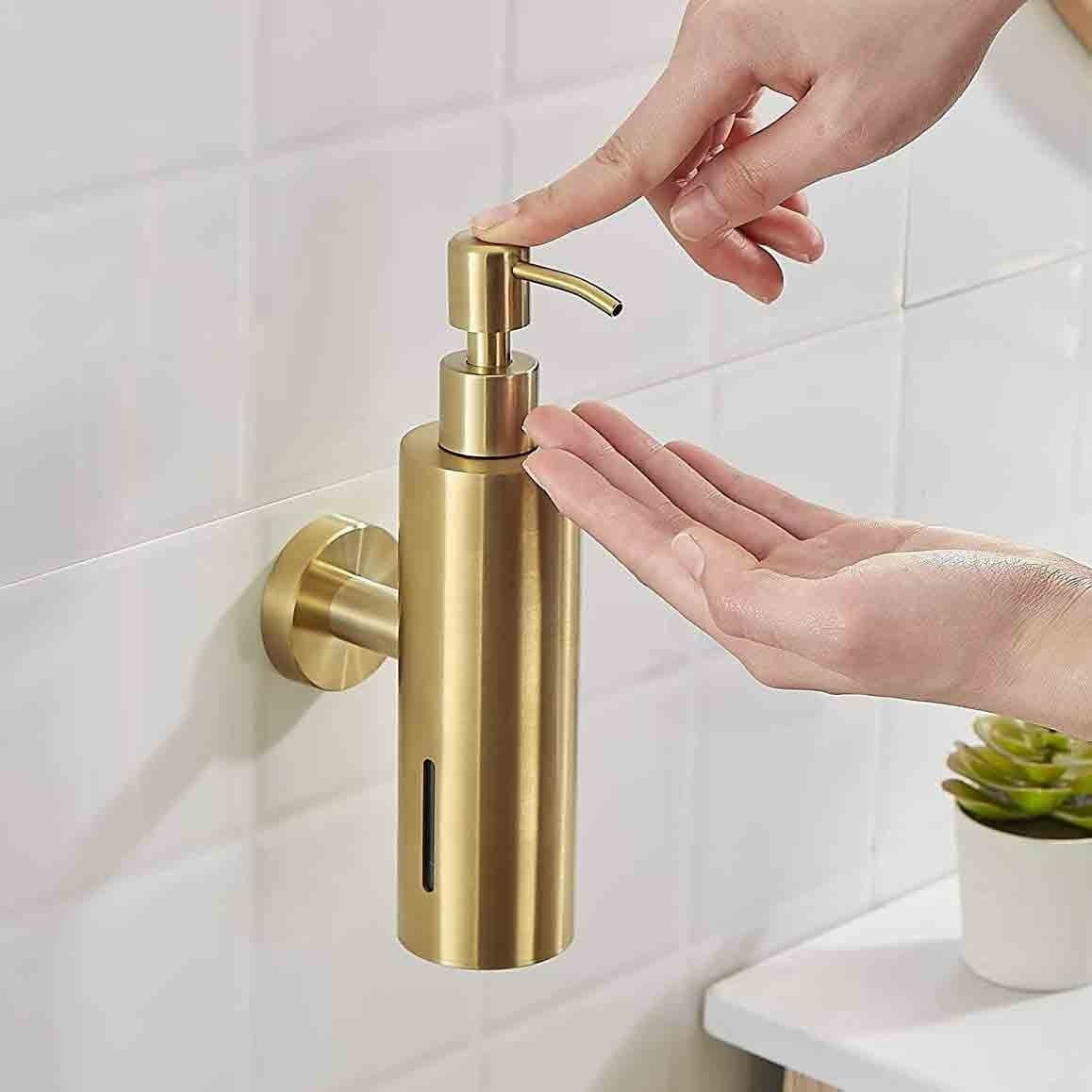 Stainless Steel Wall Mounted Soap Dispenser Bathroom Squeeze Lotion Dispenser Requires Hole Punch Installation