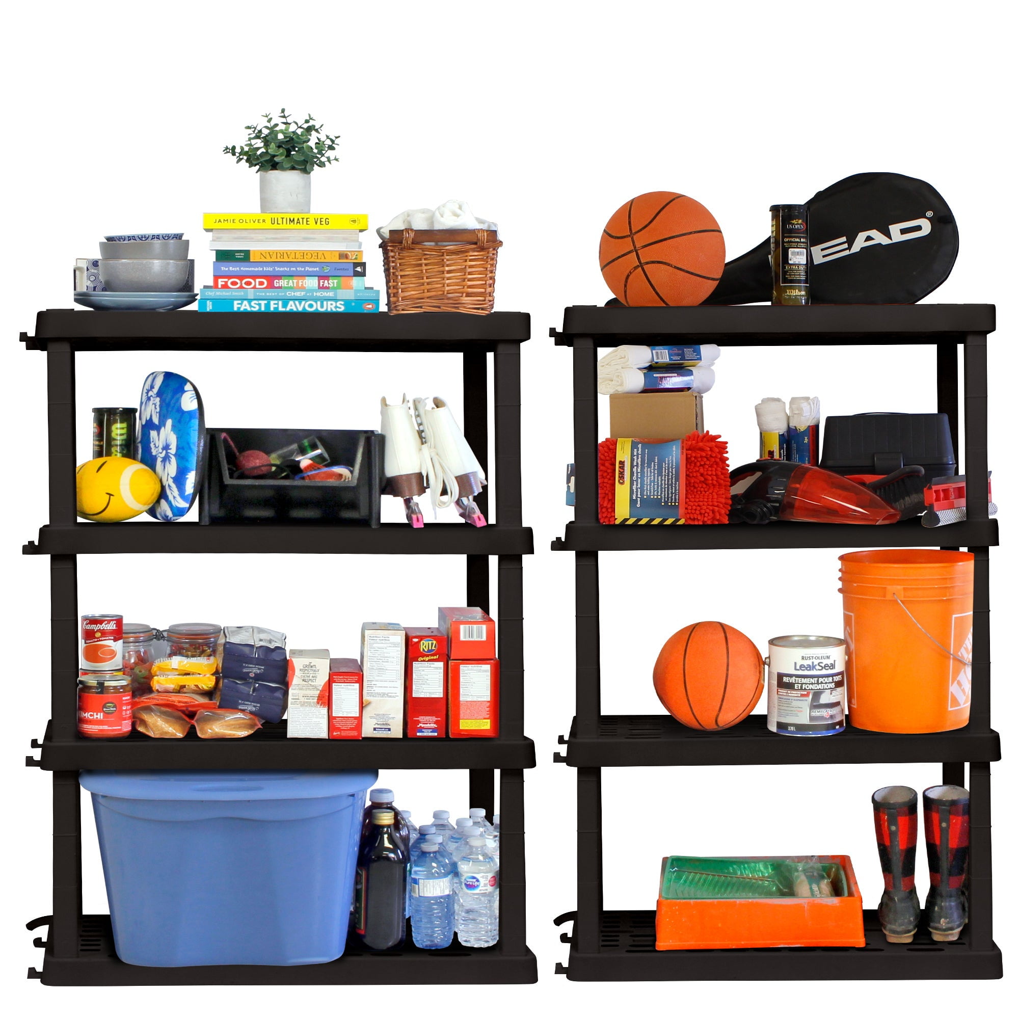 Hyper Tough Garage Shelving Unit Heavy Duty 4-Tier 56"H x 18"D x 36"W 2-Pack Black-600 lb Total Capacity