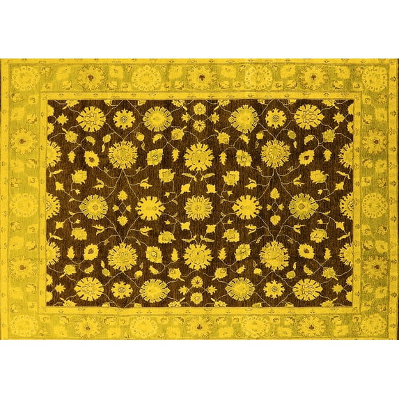 Ahgly Company Indoor Rectangle Oriental Yellow Traditional Area Rugs, 2' x 5'