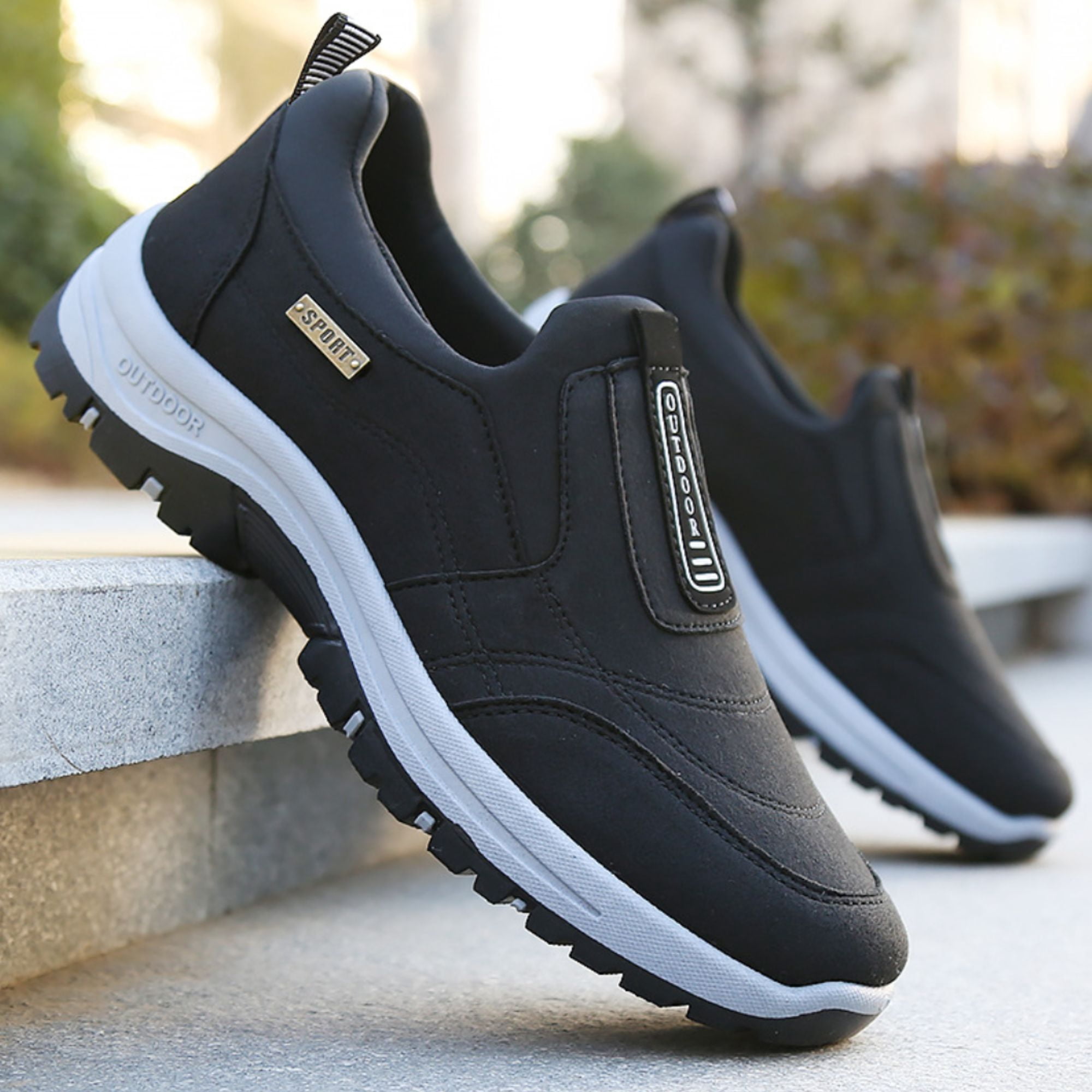 CHICVOMEY Orthopedic Shoes for Men Walking Sneakers with Arch Support Comfortable Slip On Waterproof Hiking Sneakers Outdoor Non Slip Casual Everyday Wear