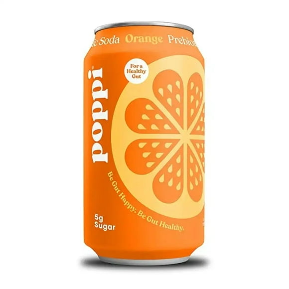 POPPI Sparkling Prebiotic Orange Soda made with Apple Cider Vinegar, Seltzer Water & Fruit Juice, 12oz (12 Pack)