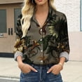 thumbnail image 2 of Womens Tops Casual Printed Satin Long Sleeve Shirt Retro Flower Design Blouses for Women Dressy Casual, 2 of 9