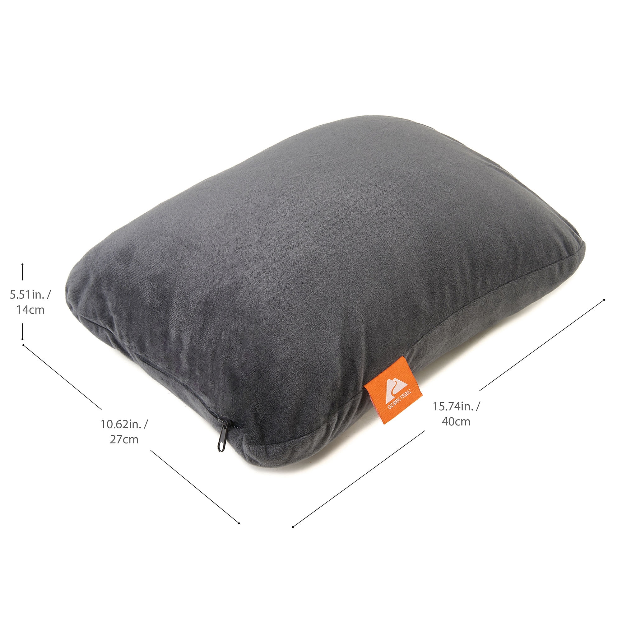 Ozark Trail Dark Grey Memory Foam Camping Pillow for Adults