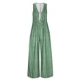 thumbnail image 6 of ClodeEU Women's V Neck Sleeveless Wide Leg Jumpsuit,Casual Loose Romper with Pockets Green,Women's Plus S, 6 of 7