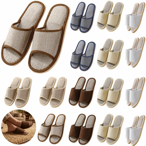 16 Pairs Reusable Slippers for Guests, Open Toe Breathable Washable House Slippers with Thick Non Slip Sole, Unisex for Indoor Home Bedroom Hotel Travel Daily Use, Multicolor