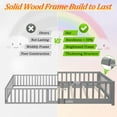 thumbnail image 3 of UHOMEPRO Full Size Floor Bed with Door and Fence for Kids, Toddler Bed Montessori Floor Bed with Slats and Safety Guardrails, Solid Wood Full Bed Frame for Girls Boys Kids Bedroom, Gray, 3 of 14