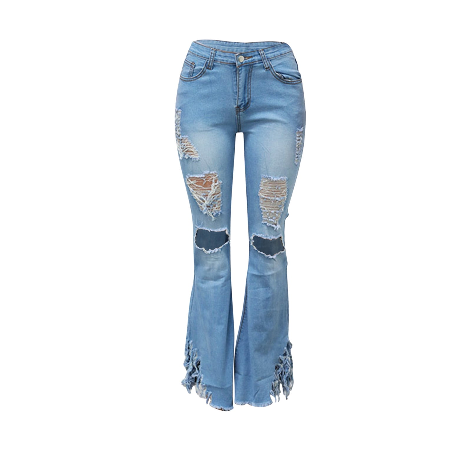 RYRJJ Bell Bottom Jeans for Women Elastic High Waisted