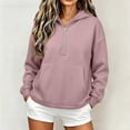thumbnail image 2 of CHGBMOK Half Zip Hoodies for Women Long Sleeve Drop Shoulder Sweatshirt Loose Casual Pullover with Pocket, 2 of 6