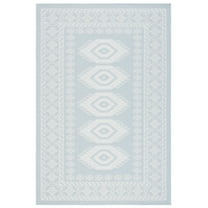 SAFAVIEH Martha Stewart Geometric Indoor/Outdoor Area Rug, Aqua/Blue Ivory, 4'5" x 6'5"