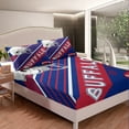 thumbnail image 4 of Erosebridal Sheets American Football Sheet Set Blue and Red Rugby Game Helmet Bed Sheets Set Football Sports Team Flat Fitted Sheet with 2 Pillowcases, Full (Buffalo), 4 of 6