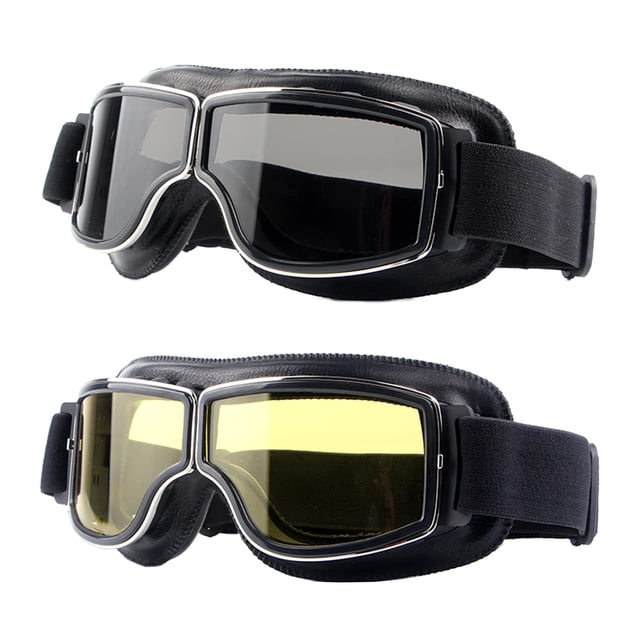 Pack de 2 gafas de moto LJDJ Vintage de piel antivaho