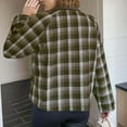 thumbnail image 4 of Womens Plaid Cropped Jackets Lightweight Zip up Casual Short Coat Fall Winter Trendy Outwear with Pockets New Light Weight Jackets Womens Khaki XXL, 4 of 5