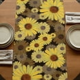 thumbnail image 5 of Table Runners 108 Inches Long Dress Scarves, Spring Daisy Farmhouse Coffee/Dining/Kitchen Table Runner for Living Room, Botanical Brown Yellow Flowers Oil Painting 13x108 Inch, 5 of 9