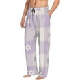 thumbnail image 2 of Balery Floral Purple Buffalo Plaid print Men's Pajama Pants,Ultra Lightweight Pjs,Lounge Pant-XX-Large, 2 of 9