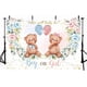 thumbnail image 2 of 7x5ft Bear Gender Reveal Baby Shower Party Backdrop Boy or Girl Blush Pink Blue Floral Photography Background Party Decor Blue and Pink Balloons Gold, 2 of 4